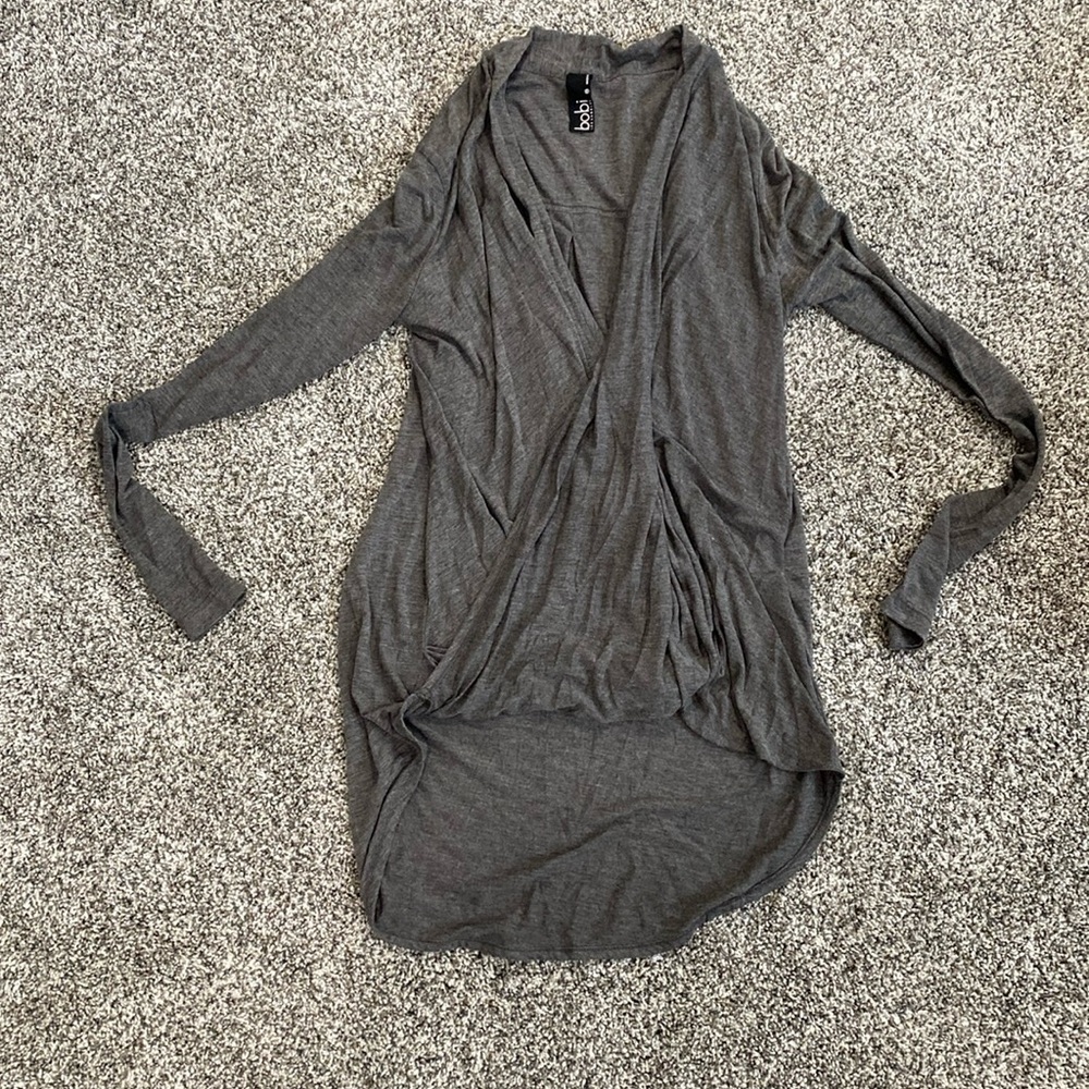 Dark grey drape front shirt